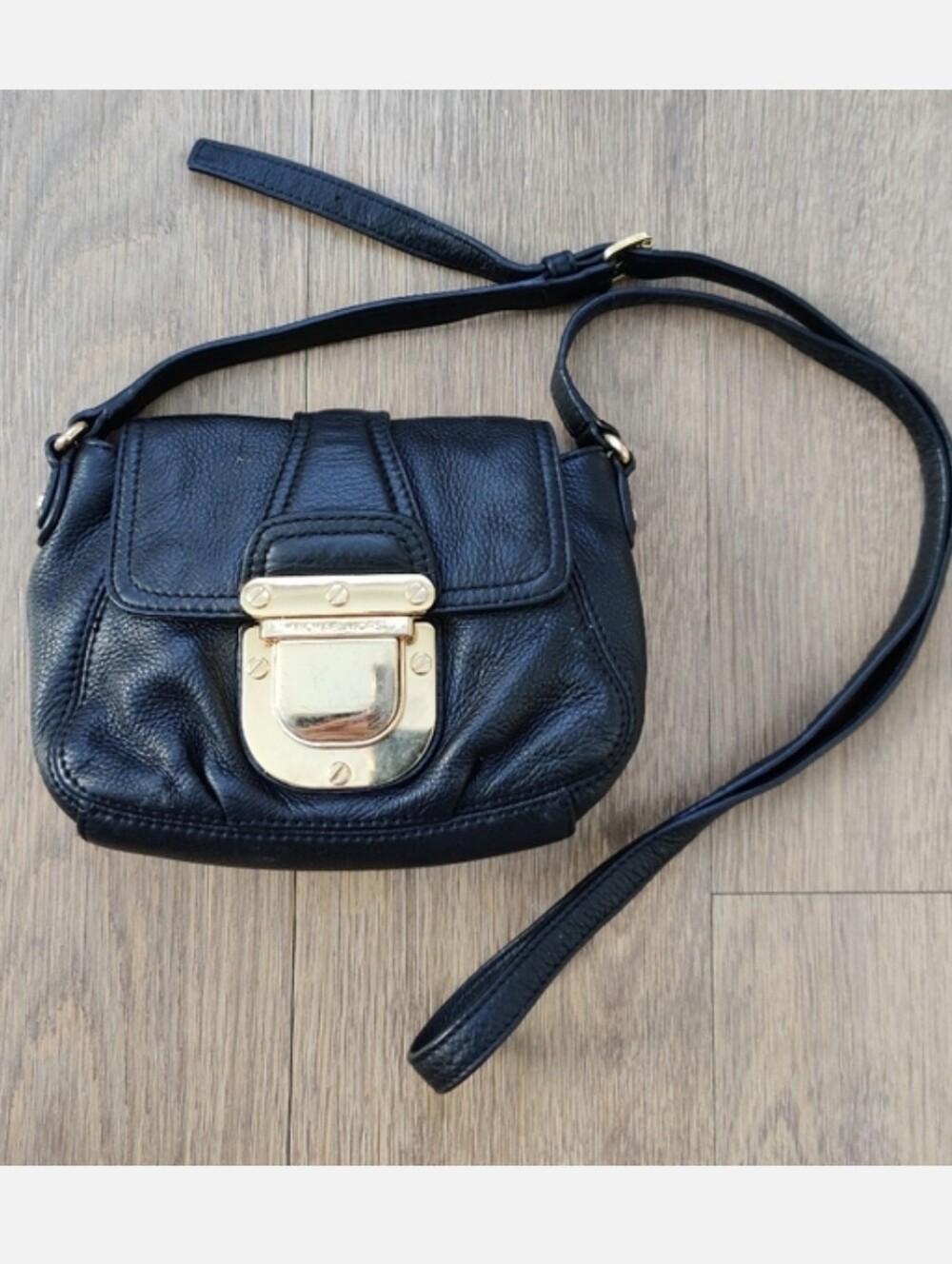 Michael Kors Bag Black Pebbled Leather Charlton Crossbody Buckle Bag